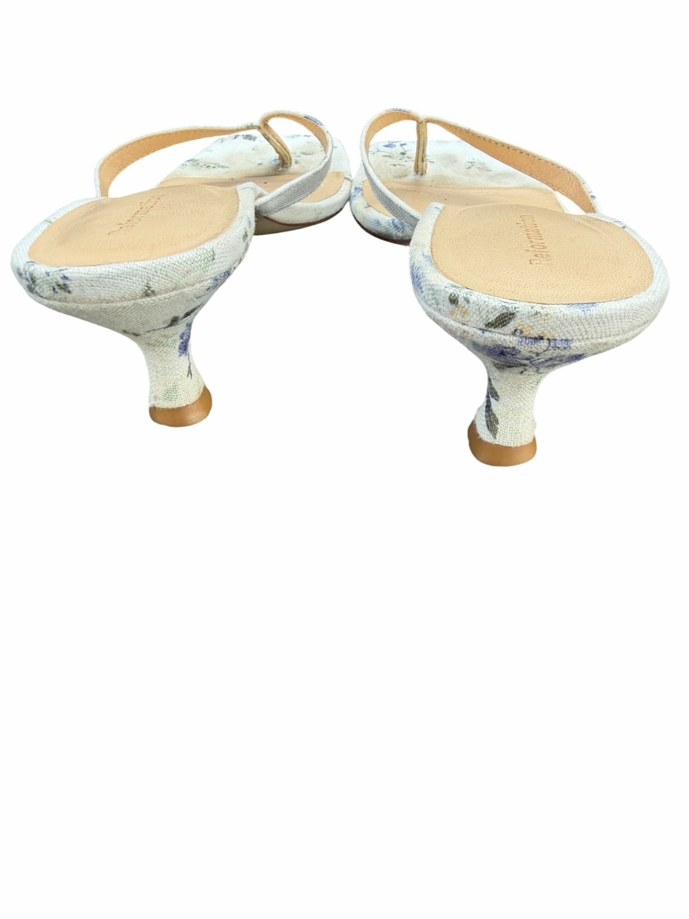Reformation White Floral Square-Toe Kitten Heel Mules - Picture 5 of 8